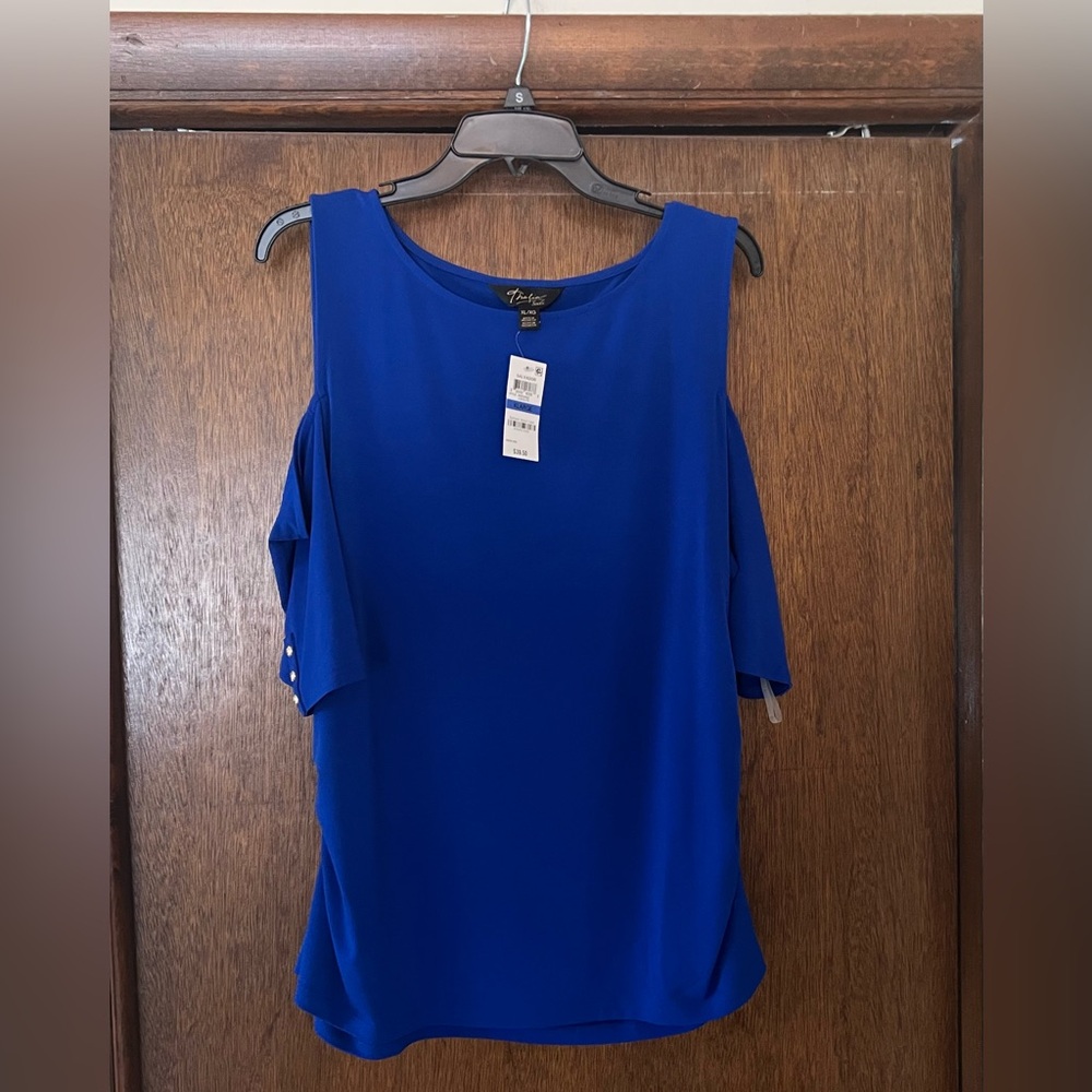 NWT Thalia Sodi XL Royal Blue Cold Shoulders Blouse